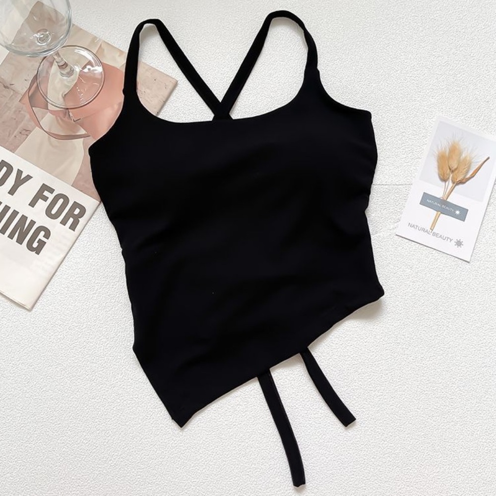 Black Lace Up halter crop top